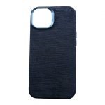 iPhone 14 Pro Max Uyumlu Kumaş Desenli Koyu Mavi Kılıf